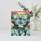 Roboter für Frauen in der Liebe Pop Kunst Postkarte (Stehend Vorderseite)