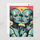 Roboter für Frauen in der Liebe Pop Kunst Postkarte (Vorne/Hinten)