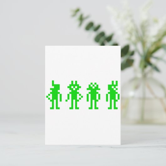 Roboter für grüne Pixel Postkarte (Stehend Vorderseite)