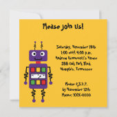 Roboter für individuelle Einladungen zum Geburtsta (Rückseite)