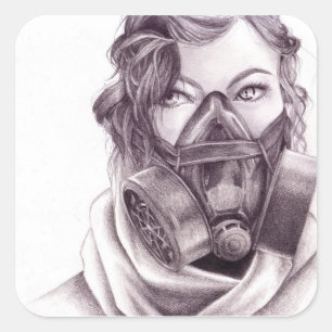 Roboter: Gasmasken-Aufkleber Quadratischer Aufkleber