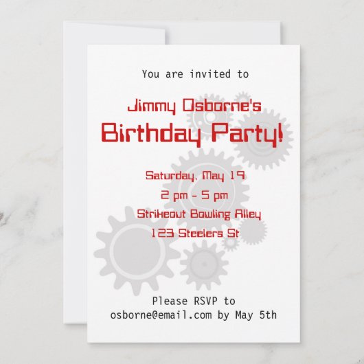 Roboter-Geburtstags-Einladung Einladung (Rückseite)