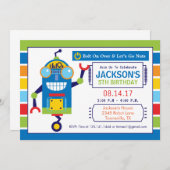 Roboter-Geburtstags-Party Einladung (Vorne/Hinten)