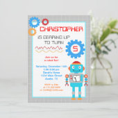 Roboter-Geburtstags-Party Einladungen (Stehend Vorderseite)