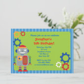 Roboter-Geburtstags-Party Einladungen (Stehend Vorderseite)
