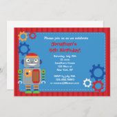 Roboter-Geburtstags-Party Einladungen (Vorne/Hinten)