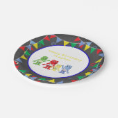 Roboter-Geburtstags-Party Papier-Teller Pappteller (Schrägansicht)