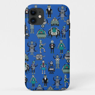 Roboter! Geek Vintag Retro Roboter auf Blue Case-Mate iPhone Hülle