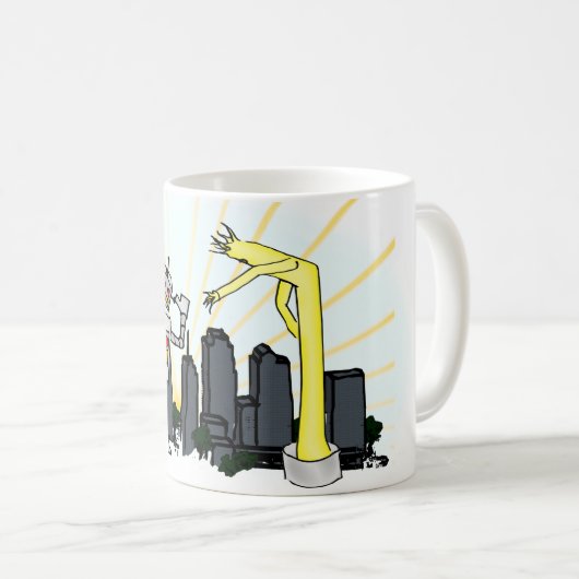 Roboter gegen aufblasbaren Rohr-Mann Kaffeetasse (VorderseiteRechts)