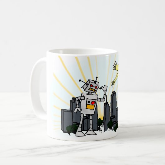 Roboter gegen aufblasbaren Rohr-Mann Kaffeetasse (Vorderseite Links)