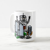 Roboter gegen Stadt Kaffeetasse (Vorderseite Links)