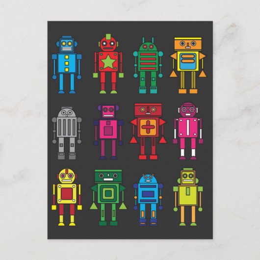 Roboter Geschenk Robotik Retro SpielSpaß Postkarte (Vorderseite)
