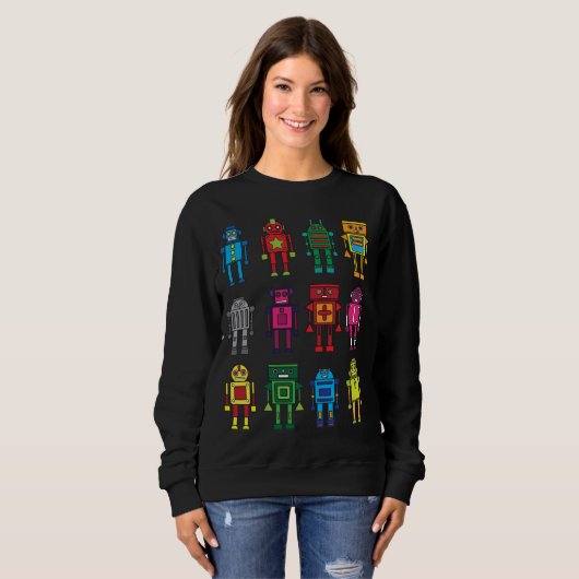 Roboter Geschenk Robotik Retro Spielzeug Spaß Sweatshirt (Vorne ganz)
