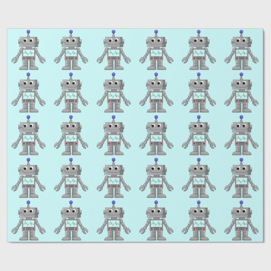 Roboter Geschenkpapier (Flach)