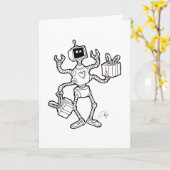 Roboter Greeting Card - Crazy Roboter arms Karte (Gelbe Blume)
