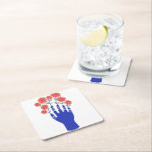 Roboter Hand mit blühenden Rose Artwork Rechteckiger Pappuntersetzer (Vor Ort)