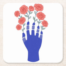 Roboter Hand mit blühenden Rose Artwork