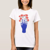 Roboter Hand mit blühenden Rose Artwork T-Shirt (Vorderseite)