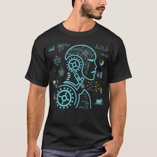 Roboter-Head-Artificial Intelligence Deep Machine  T-Shirt (Vorderseite)