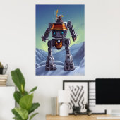 Roboter im schneebedeckten Berg | AI Art Poster (Heimbüro)