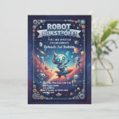Roboter im Weltraum 3. Geburtstagsfeier Einladung (Stehend Vorderseite)
