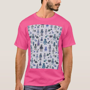 Roboter im Weltraum - blau und grau - Fun-Muster v T-Shirt