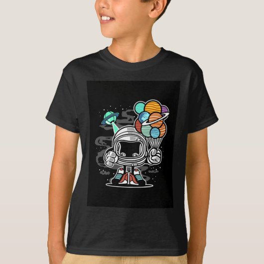 Roboter im Weltraum T-Shirt (Vorderseite)
