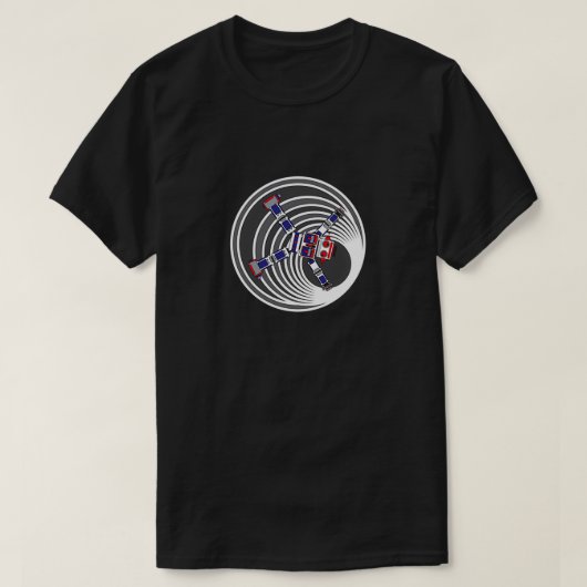 Roboter in Blackhole T-Shirt (Design vorne)