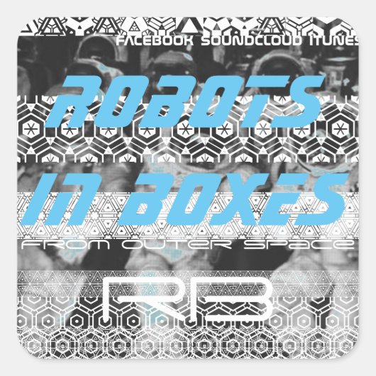 Roboter in Box-Aufklebern Quadratischer Aufkleber (Vorderseite)