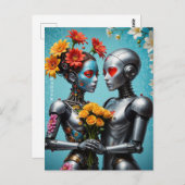 Roboter in der Liebe Postkarte (Vorne/Hinten)