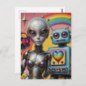 Roboter in Liebe LGBTQ Postkarte (Vorne/Hinten)