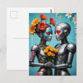 Roboter in Liebe Postkarte (Vorne/Hinten)