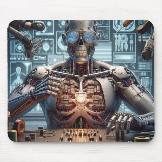 Roboter-Ingenieur Mousepad (Vorne)