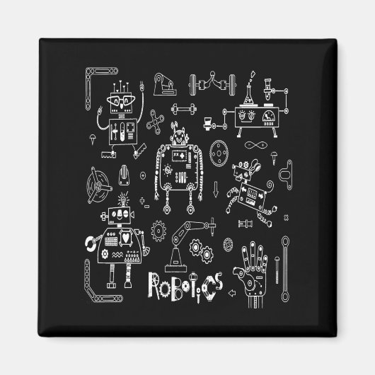Roboter-Ingenieur-Techniker Lustiger Vintage-Robot Magnet (Vorne)