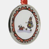 Roboter-Junge mit Roboter-Katzen-Grafik Silbernes Ornament (Rechts)