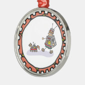Roboter-Junge mit Roboter-Katzen-Grafik Silbernes Ornament (Links)