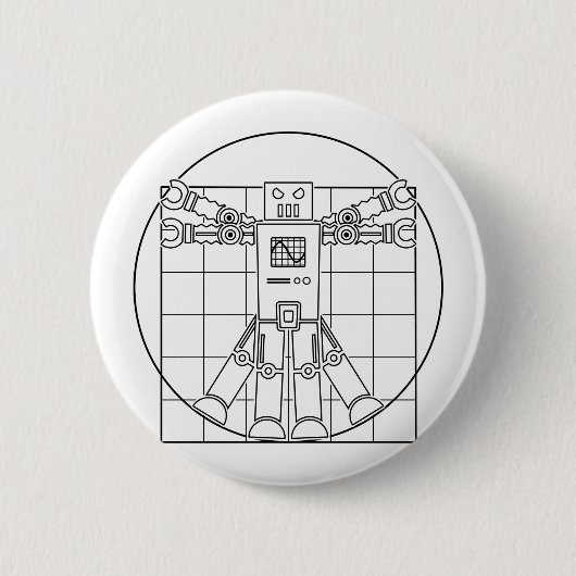 Roboter-Knopf Da Vincis Vitruvian Button (Vorderseite)