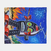 ROBOTER-KUNST-FLEECE-DECKE FLEECEDECKE (Vorderseite (Horizontal))