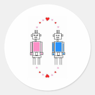 Roboter-Liebe Runder Aufkleber