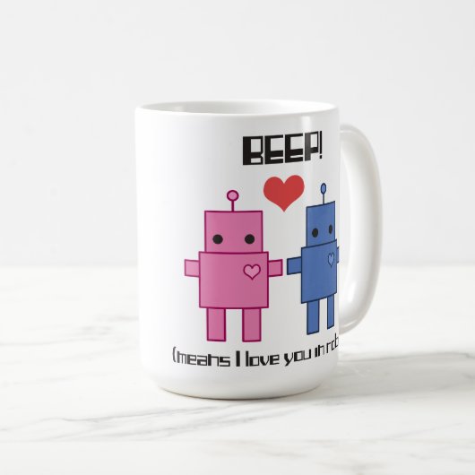 Roboter-Liebe-Tasse Kaffeetasse (VorderseiteRechts)