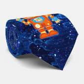 Roboter-Liebhaber-Weltraum bearbeitet Krawatte (Gerollt)