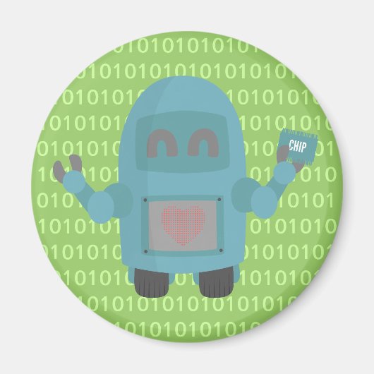 Roboter liebt Computerchips Magnet (Vorne)