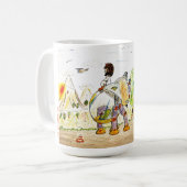 Roboter-Mädchen-aufpassender Sonnenaufgang Kaffeetasse (Vorderseite Links)