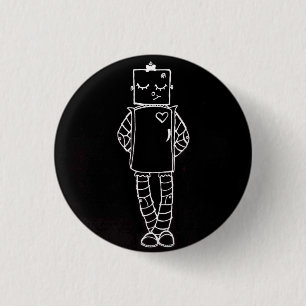 Roboter-Mädchen-Knopf Button