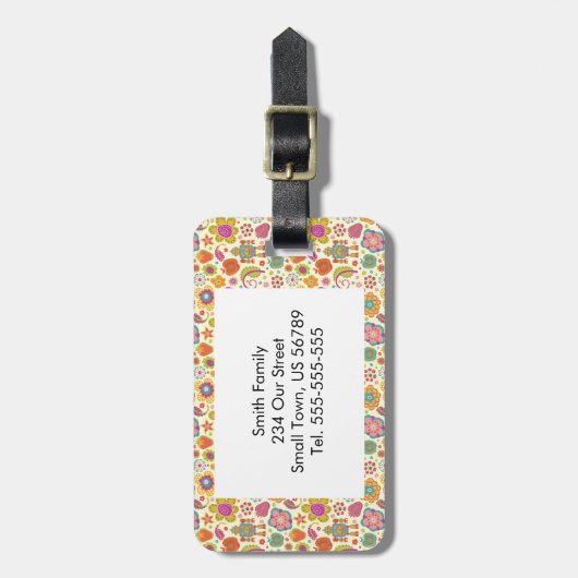 Roboter-Mädchen und Garten-Kindermuster Gepäckanhänger (Vorderseite vertikal)