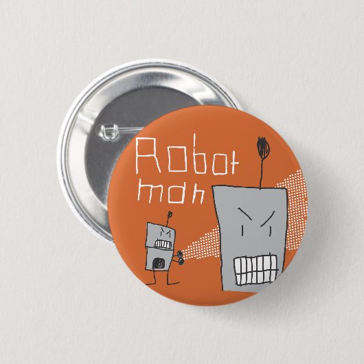 Roboter-Mann Button (Vorne & Hinten)