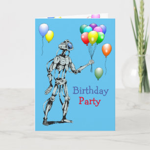Roboter mit Balloons Einladung zum Geburtstag