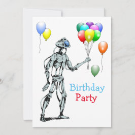 Roboter mit Balloons Einladung zum Geburtstag
