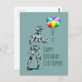 Roboter mit Balloons Geburtstagskarte Postkarte (Vorne/Hinten)