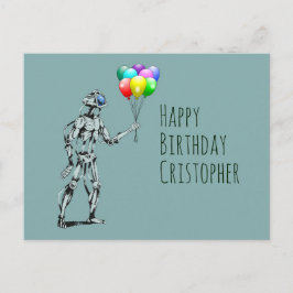 Roboter mit Balloons Geburtstagskarte Postkarte